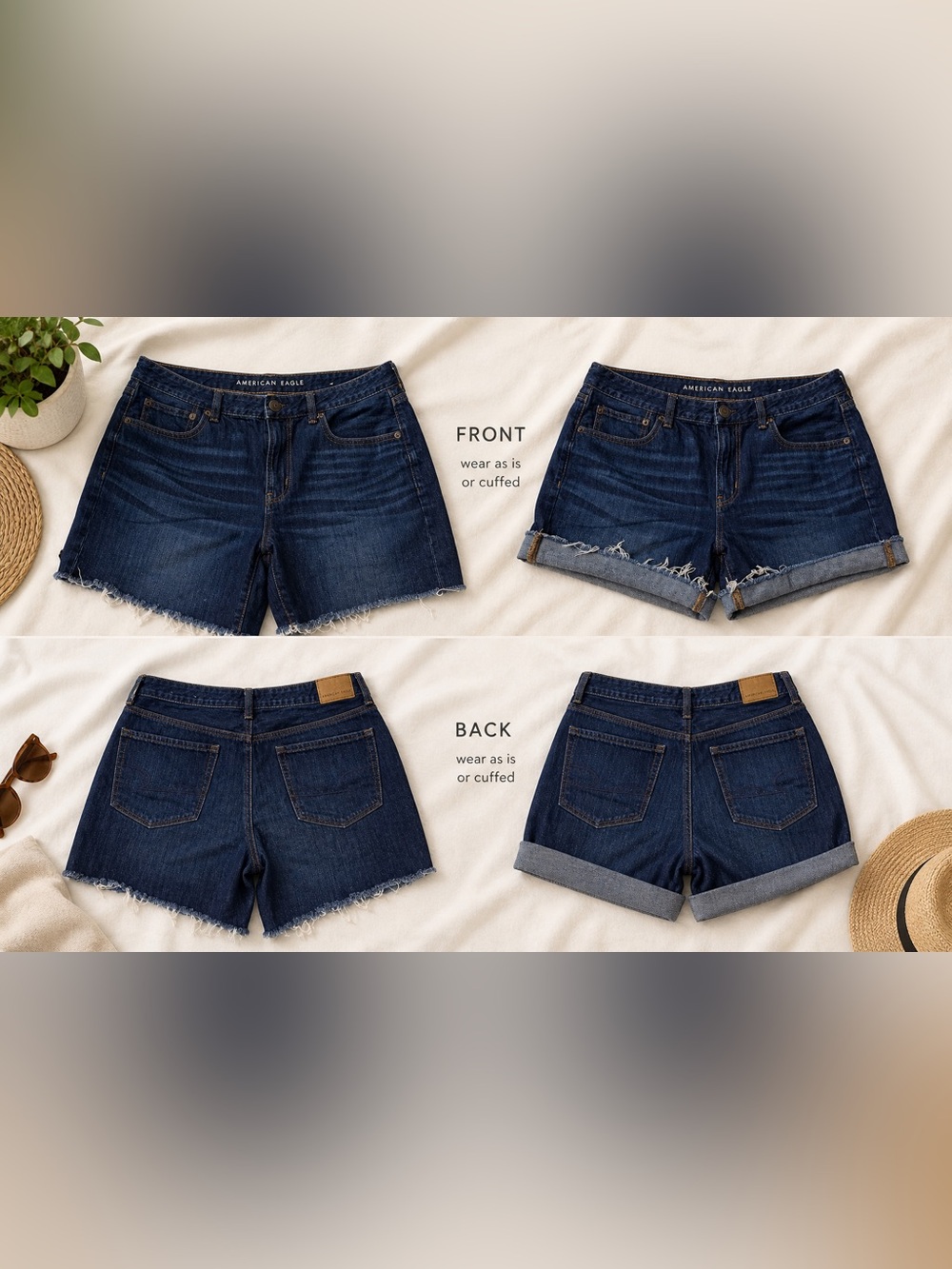 American Eagle Outfitters Dark Blue Denim Cutoff Shorts